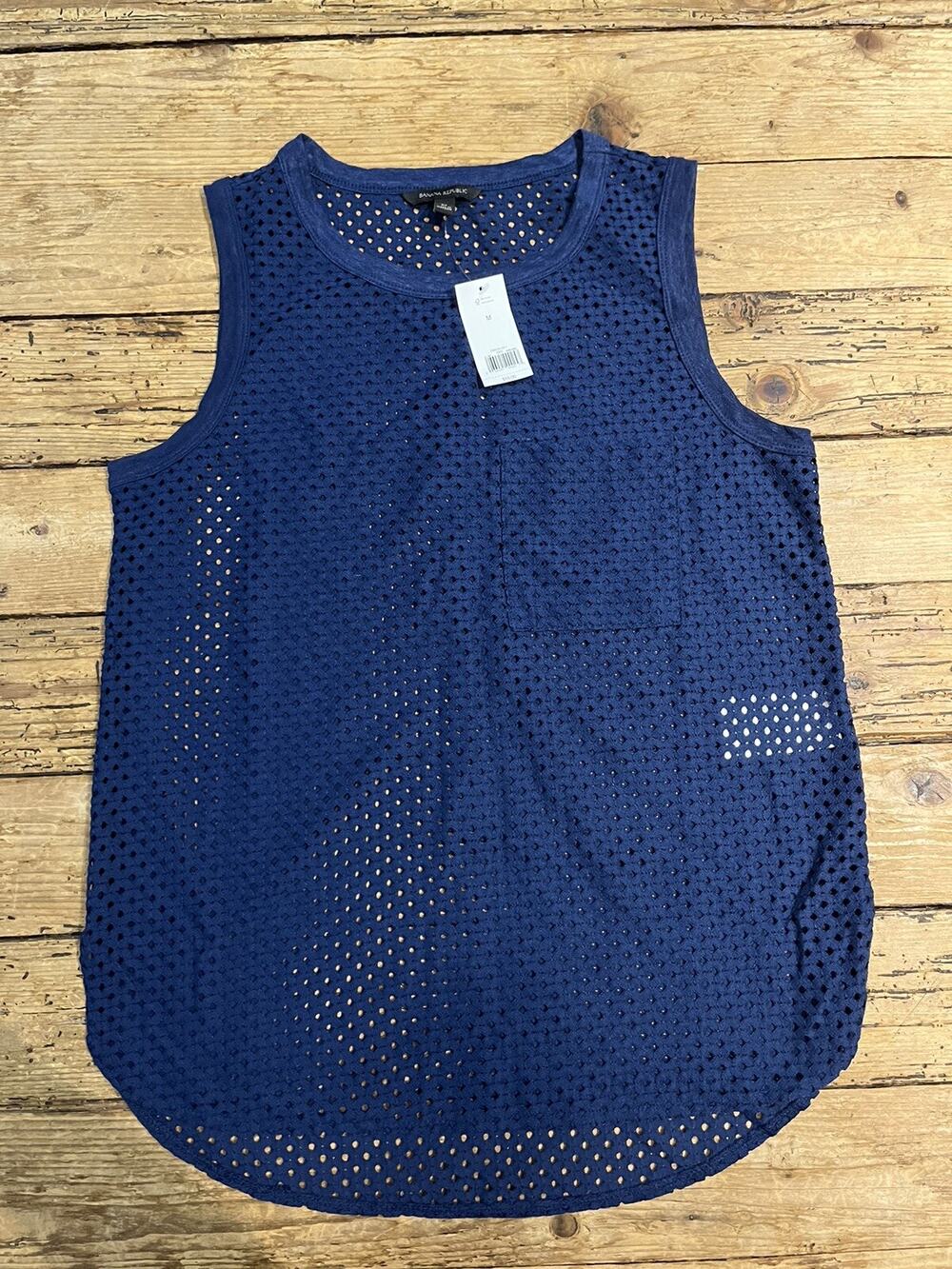 Banana Republic Womans Size M Blue Sleeveless Tank Top NWT